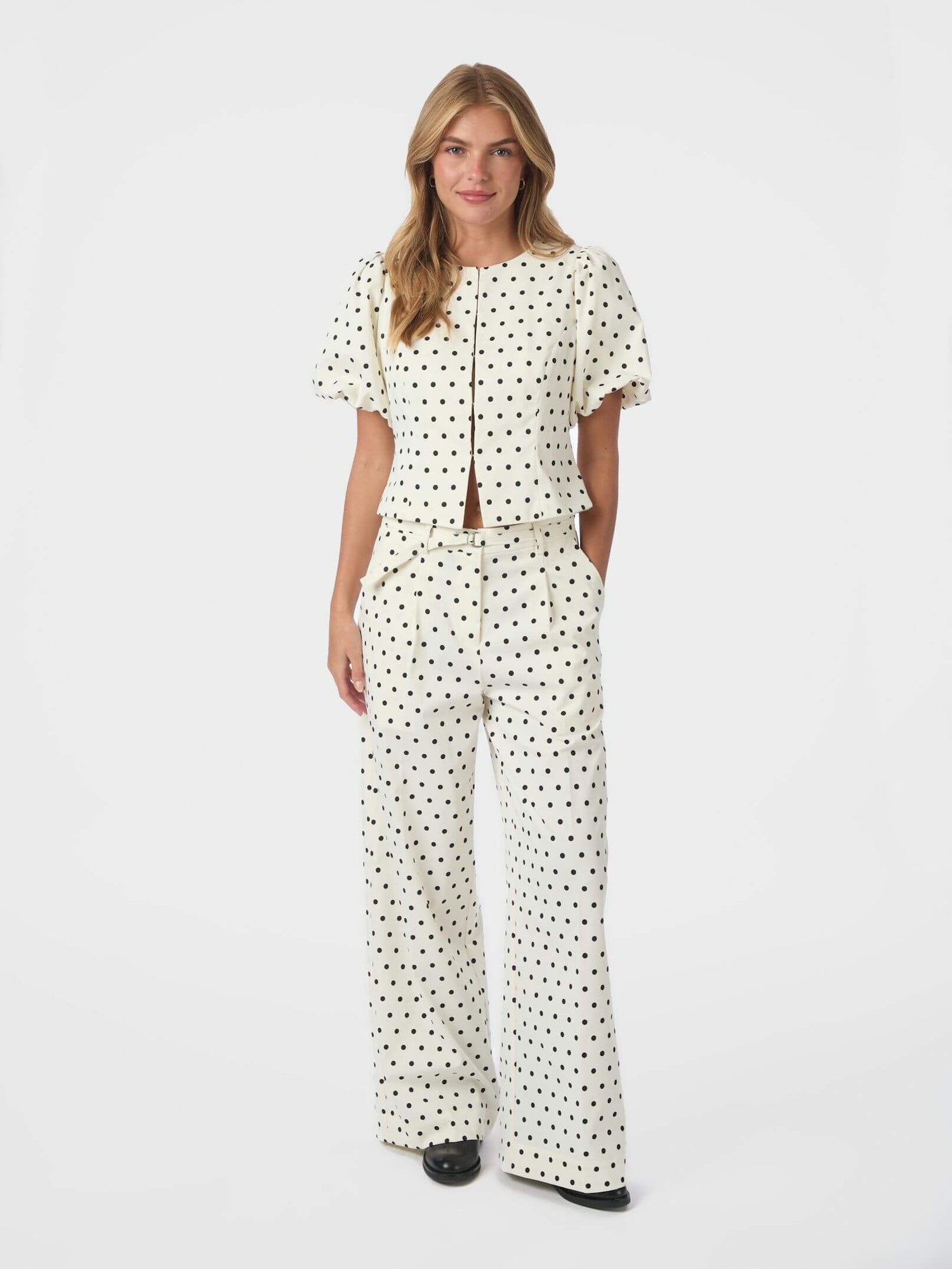 Anela Dot Blouse - White