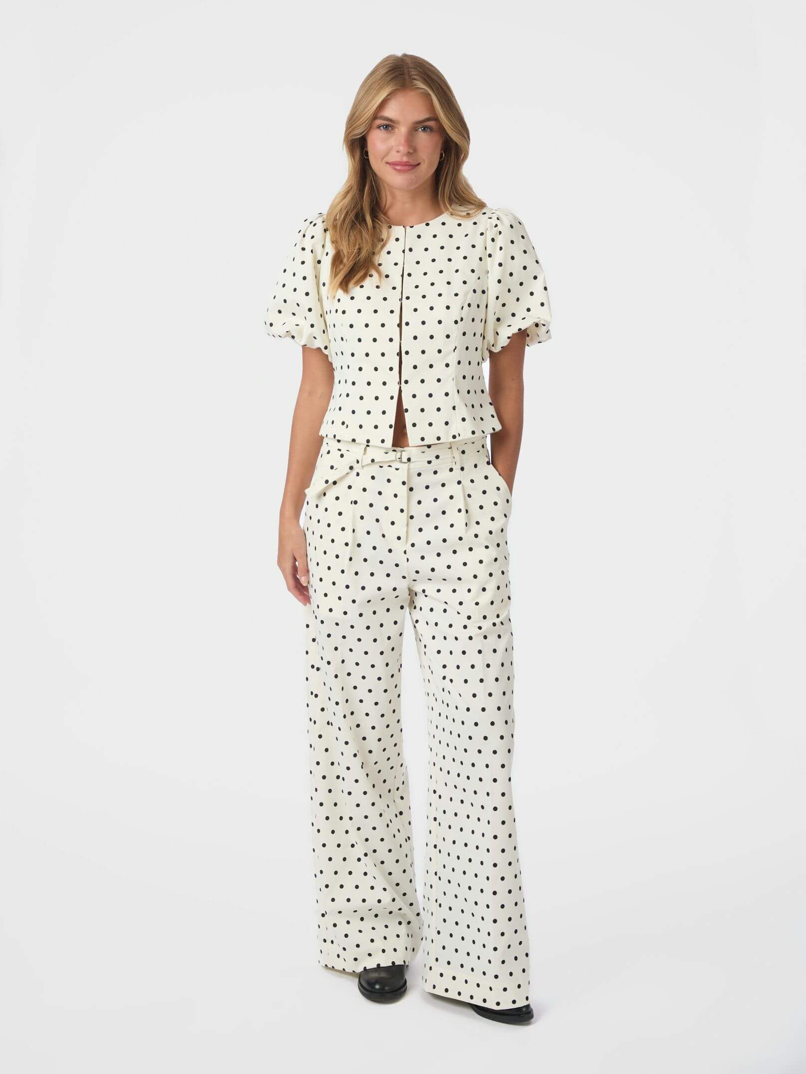 Anela Dot Blouse - White