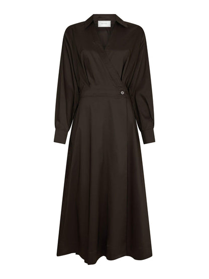 Ottana Poplin Dress - Chocolate Brown