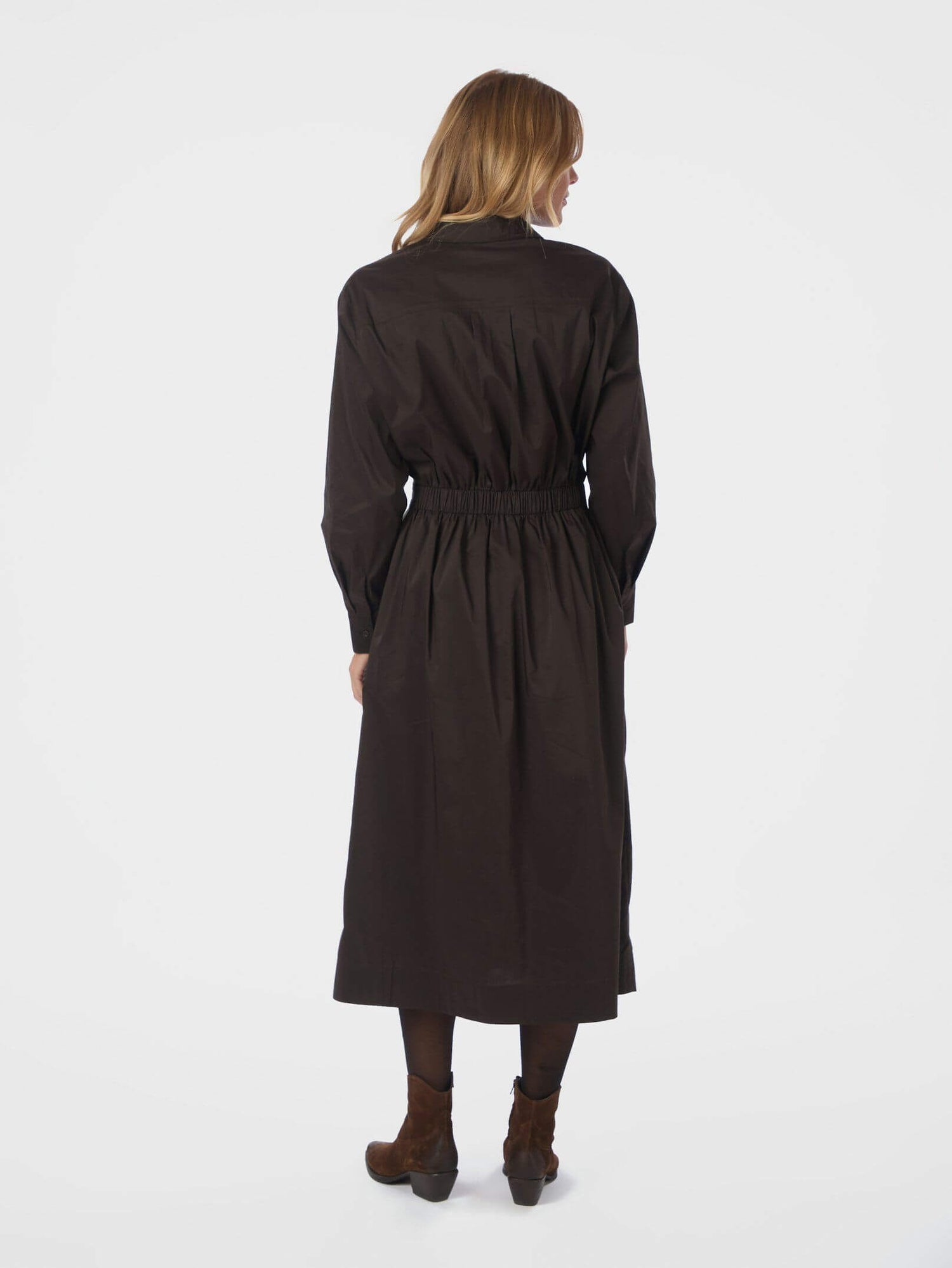 Ottana Poplin Dress - Chocolate Brown