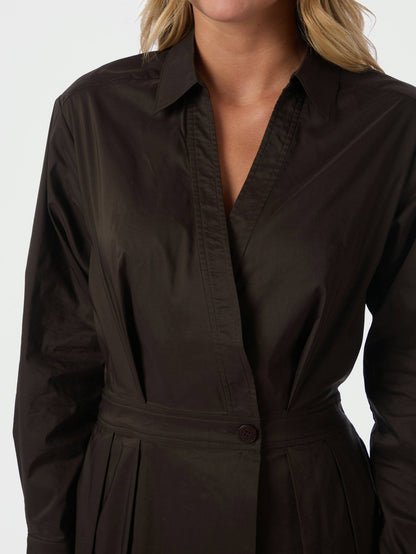 Ottana Poplin Dress - Chocolate Brown