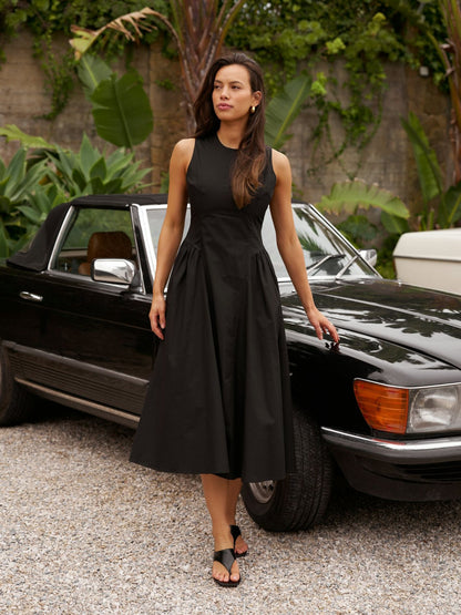 Zora Poplin Dress - Black