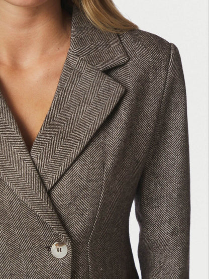 Valia Herringbone S Blazer - Dark Brown
