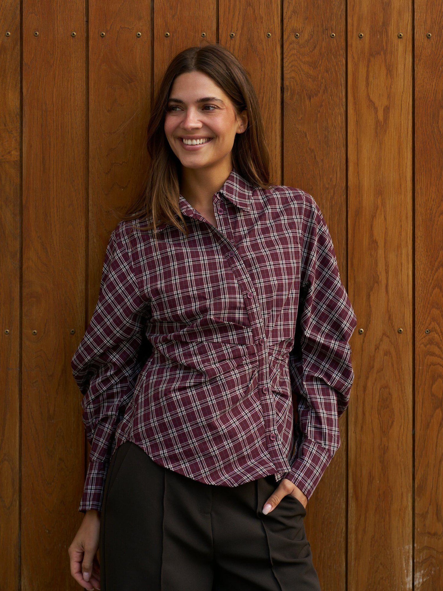 Neoella Medium Check Shirt - Plum