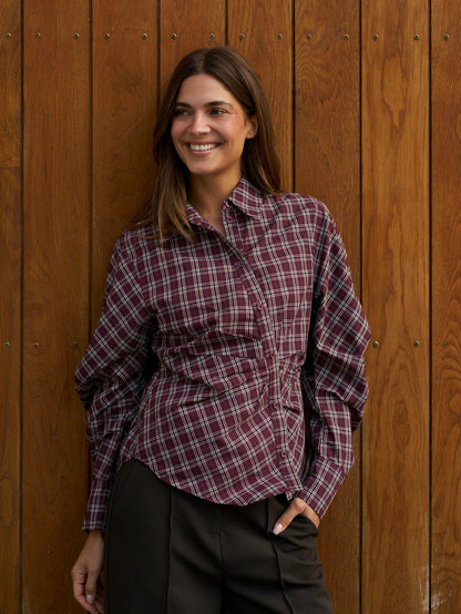 Neoella Medium Check Shirt - Plum