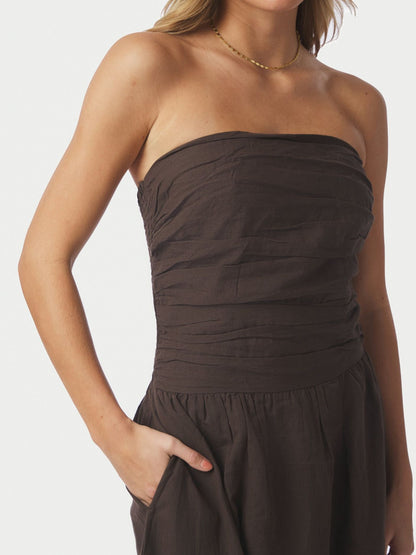 Kima Linen Dress - Dark Brown