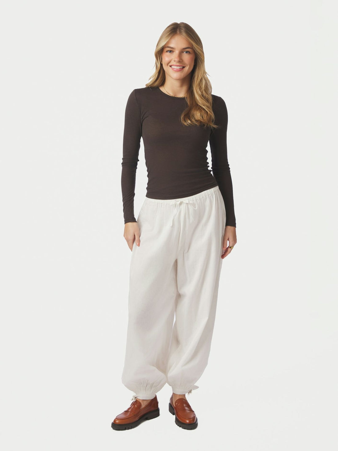 Elyse S Voile Balloon Pants - White