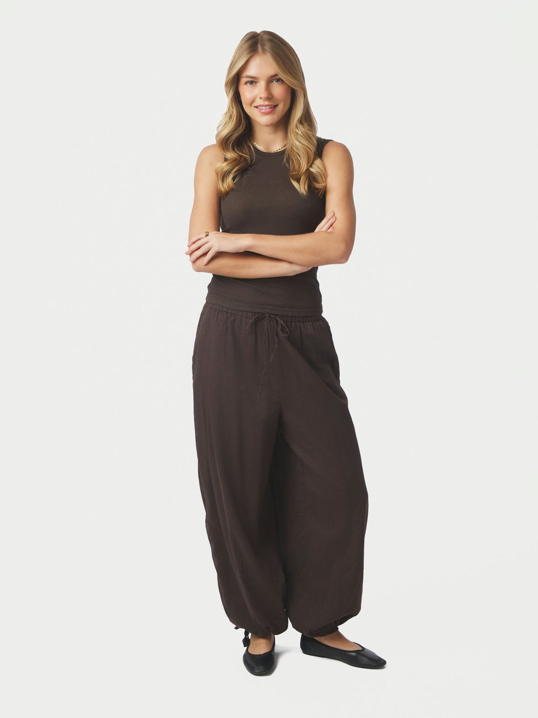 Elyse S Voile Balloon Pants - Dark Brown