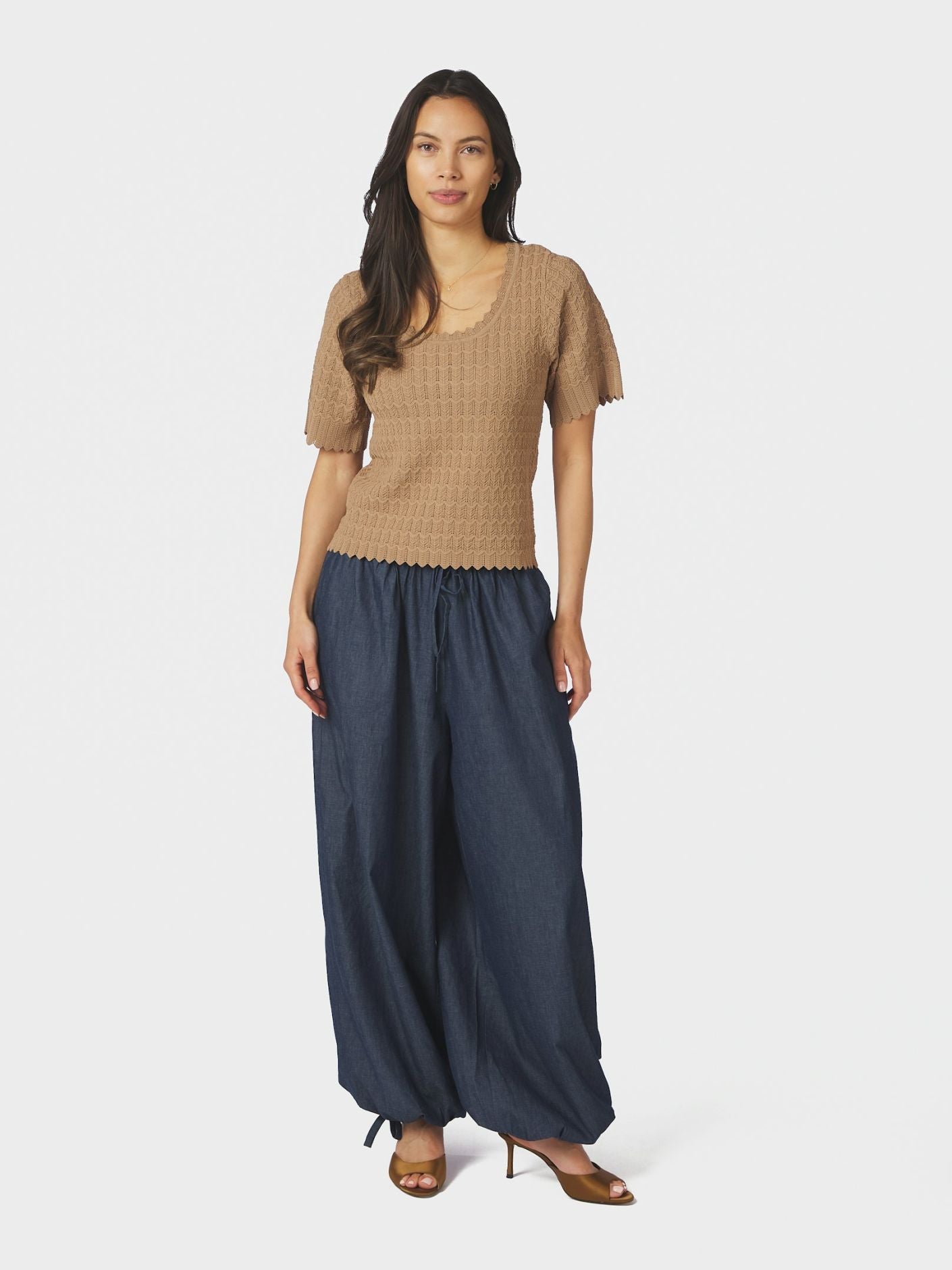 Roxane Balloon Denim Pants - Blue