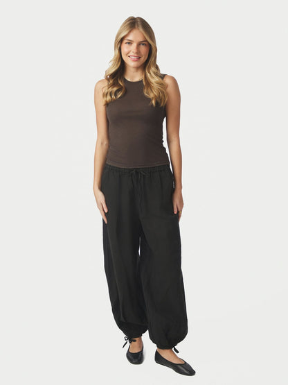 Roxane Balloon Linen Pants - Black
