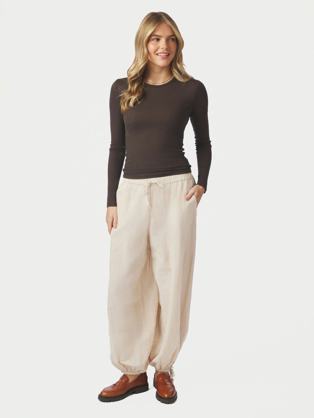 Roxane Balloon Linen Pants - Sand
