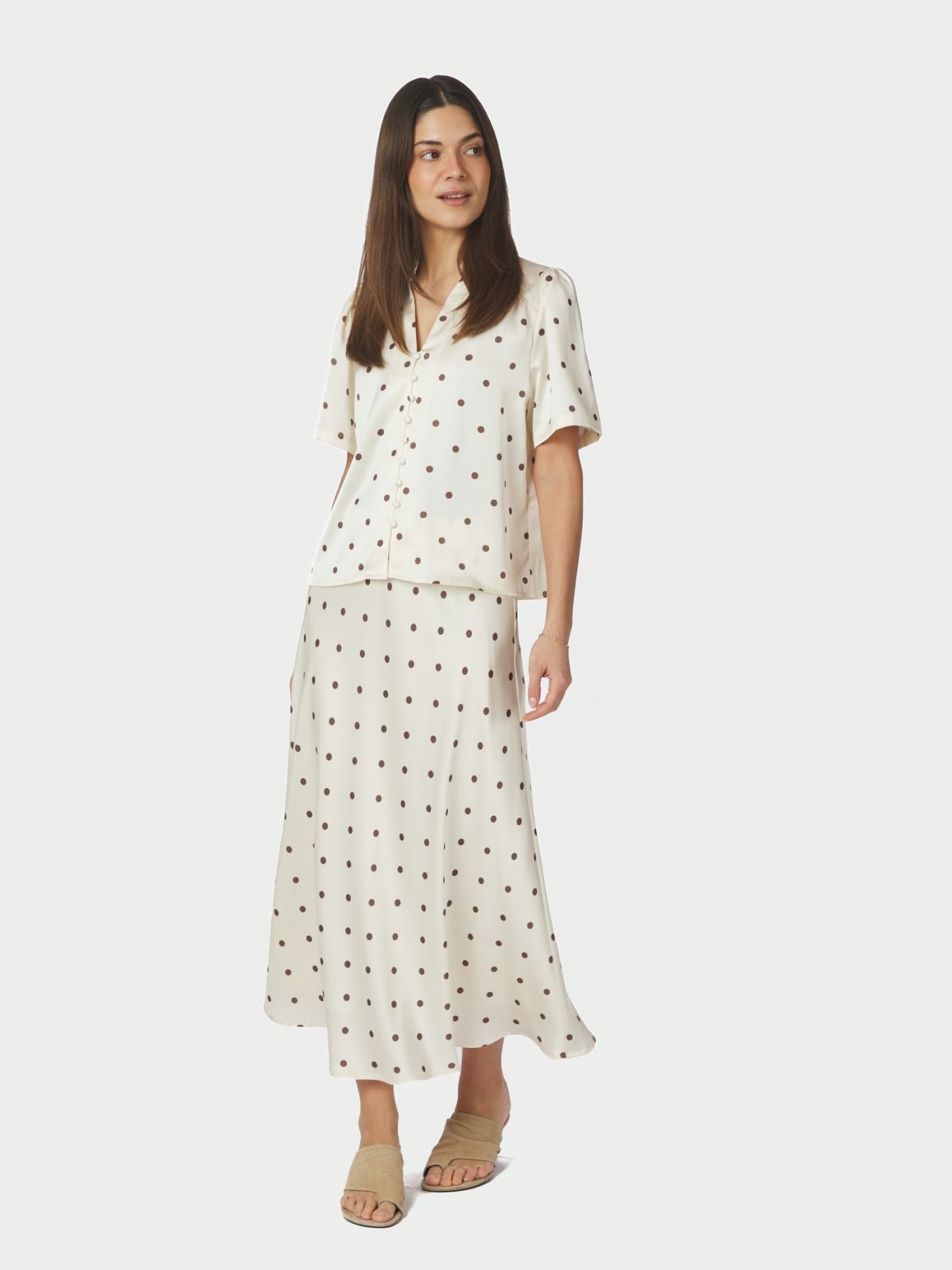 Bovary Dotted Skirt - Creme