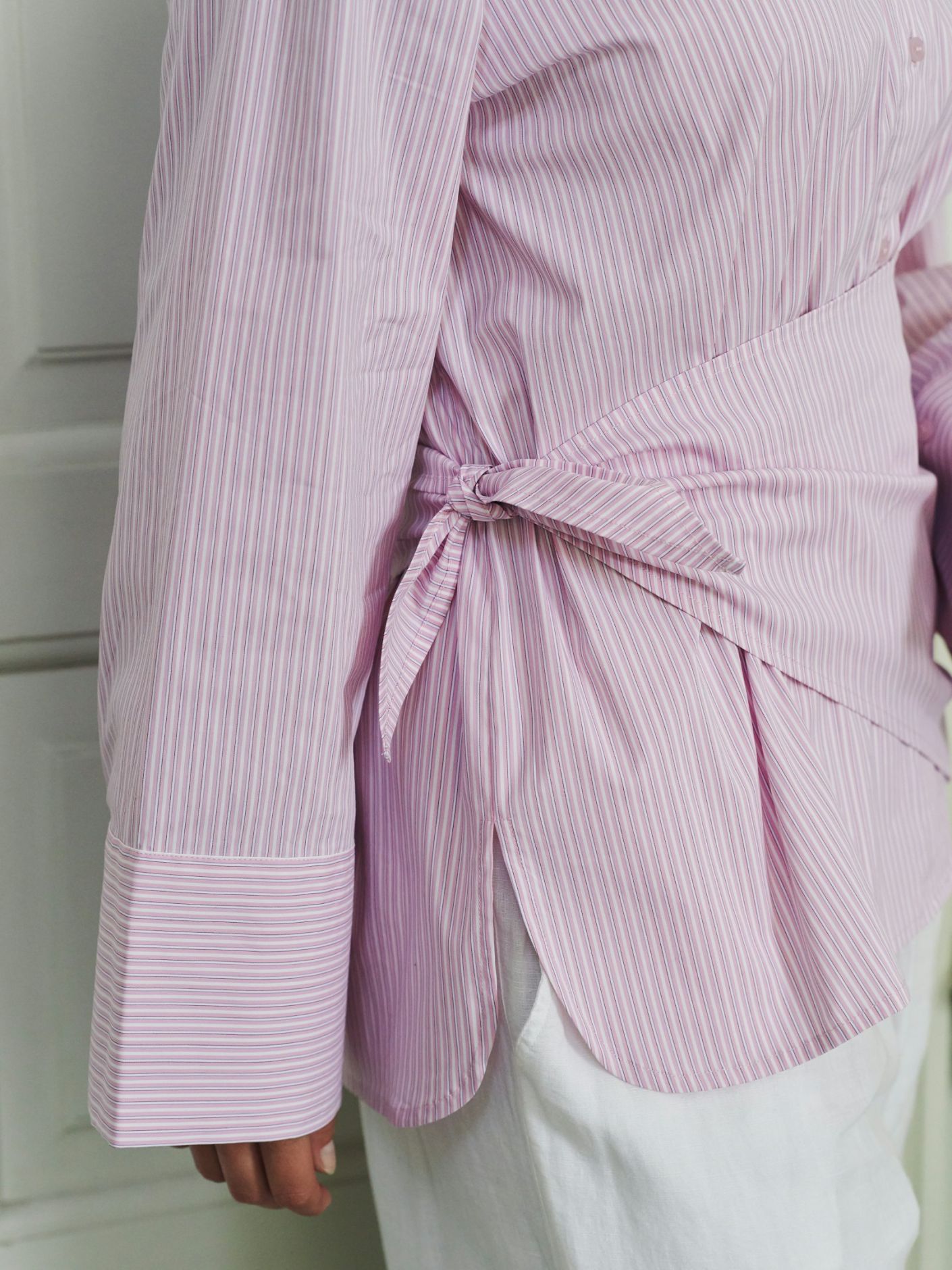 Dita Scarf Stripe Shirt - Light Pink
