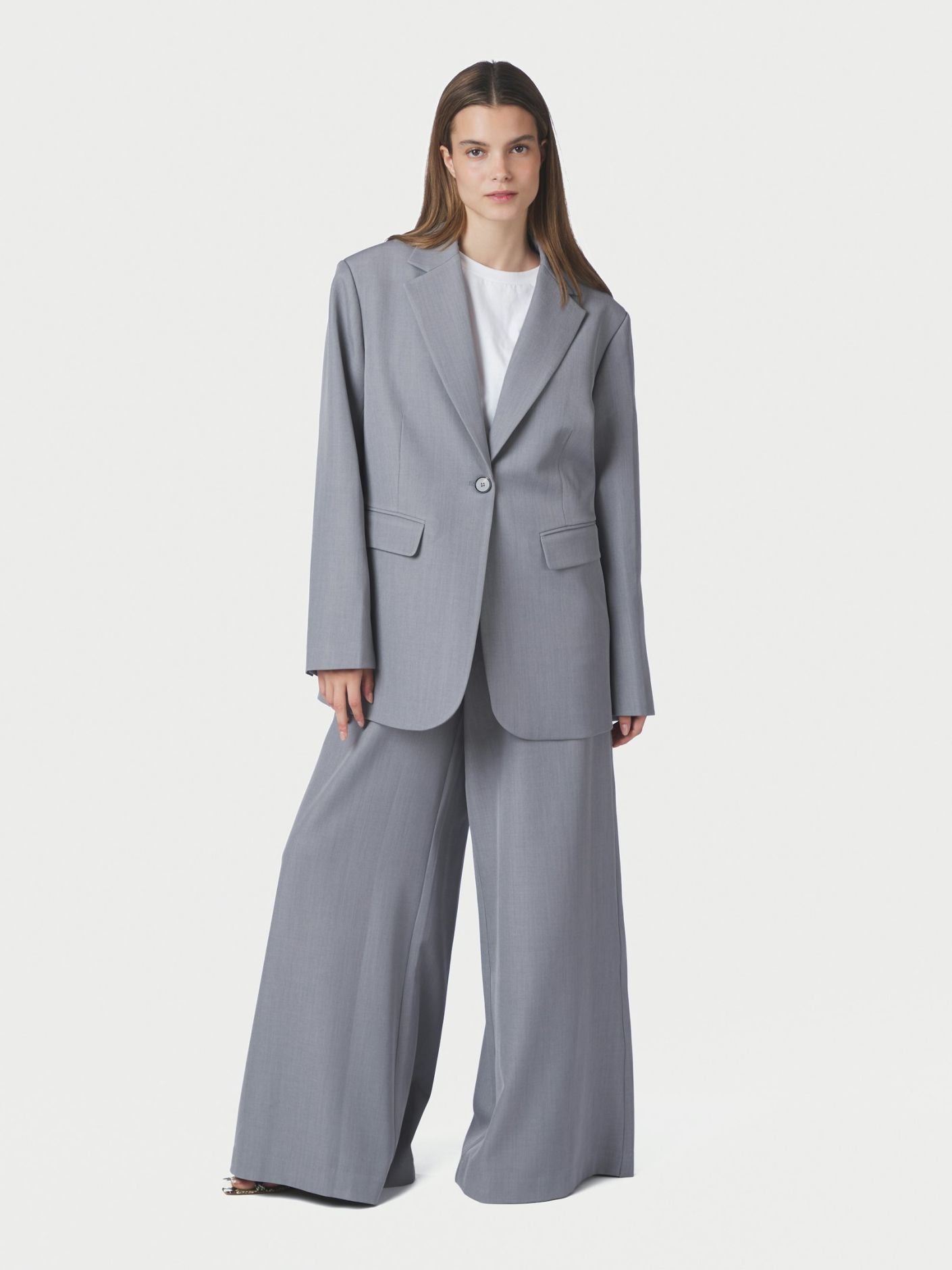 Janel Structure Pants - Grey Melange