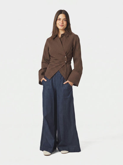 Fenli Small Check Shirt - Aubergine