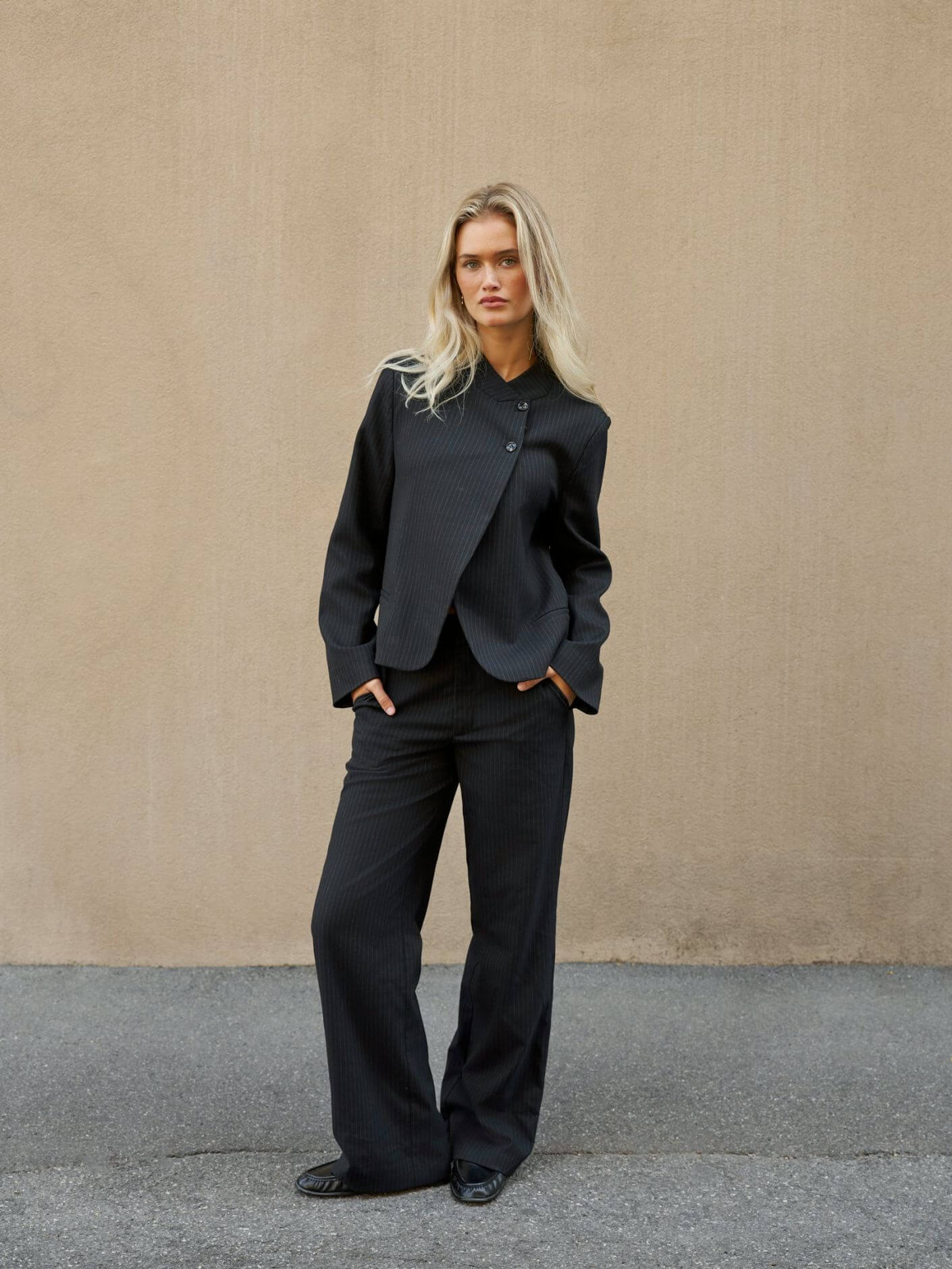 Nathalie Slim Pinstripe Pants - Dark Navy
