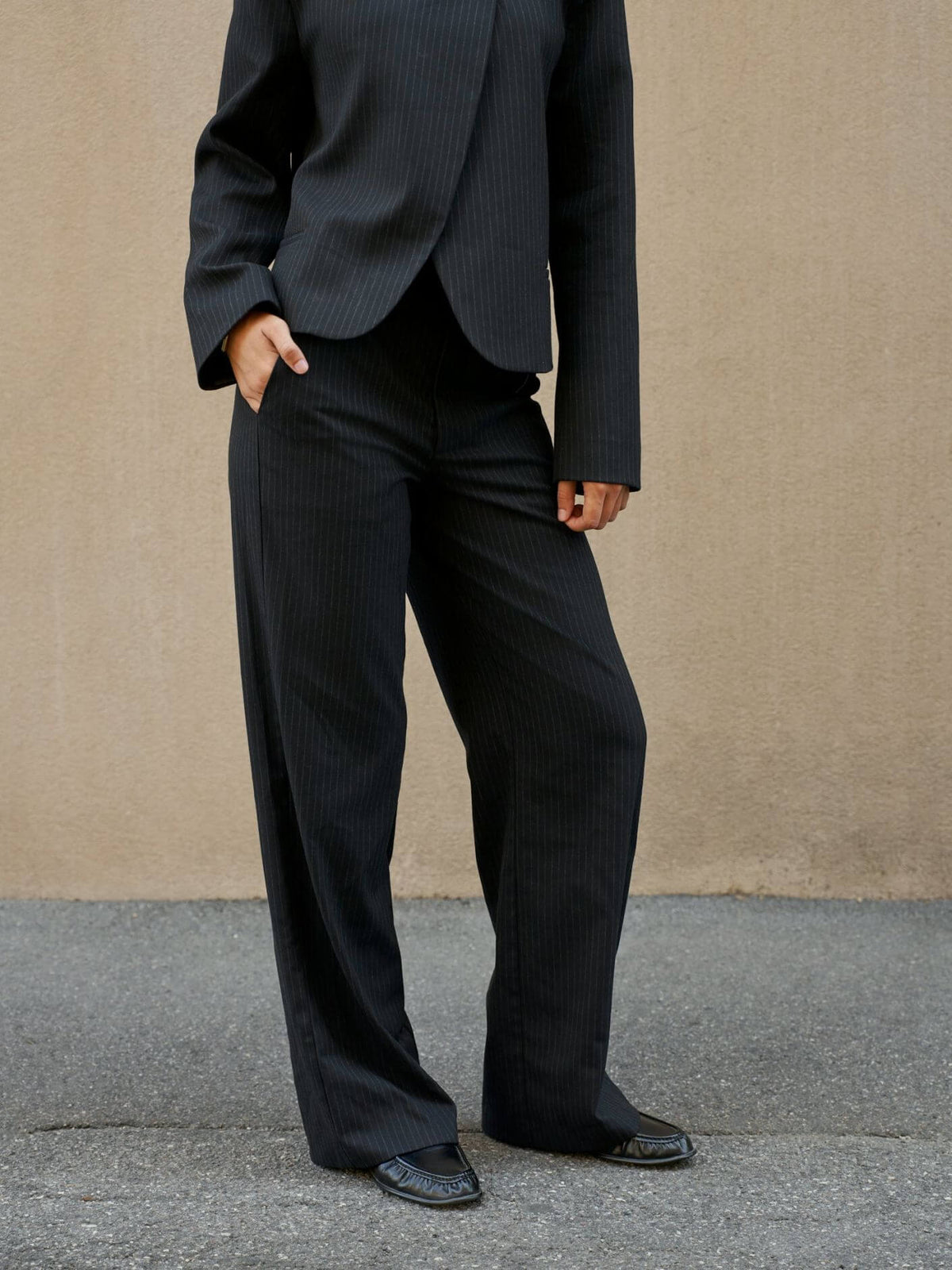 Nathalie Slim Pinstripe Pants - Dark Navy