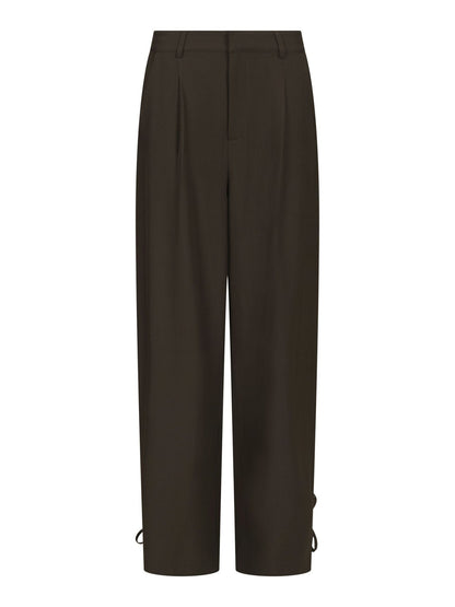 Isotta Structure Tie Pants - Dark Brown