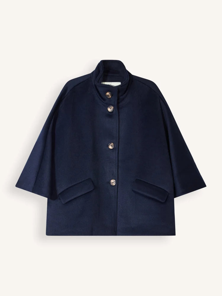 Zoelle Wool cape - Dark Blue