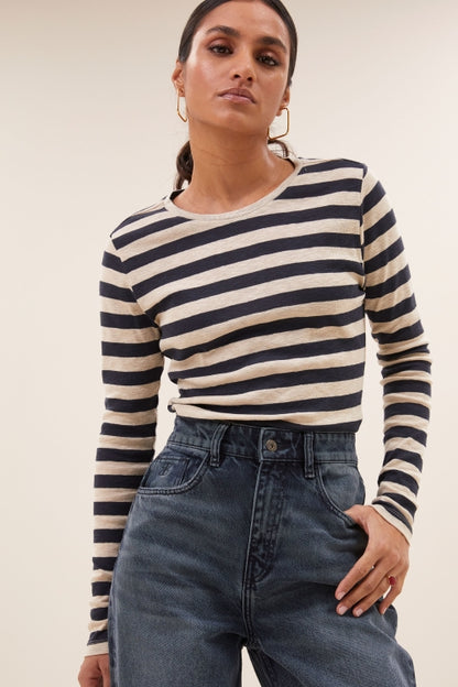 Basic LS Big Stripe Top - Chalk
