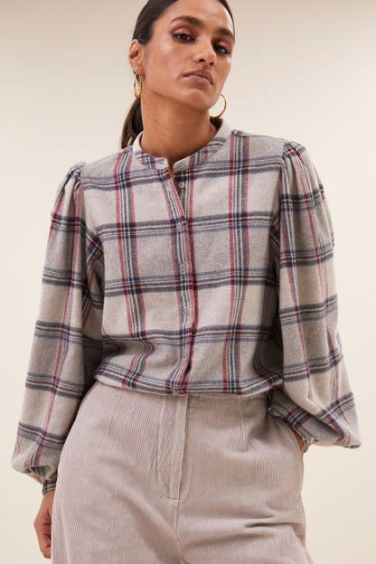 Day Check Blouse - Stone Check