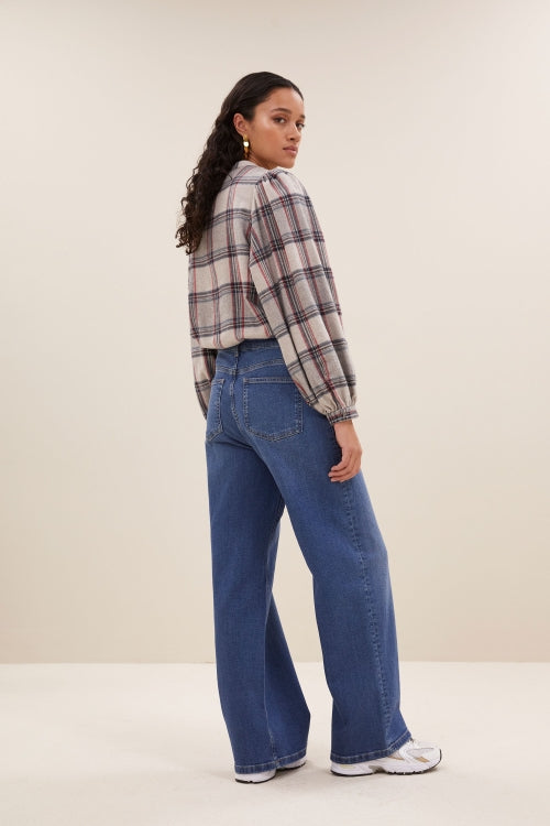 Day Check Blouse - Stone Check