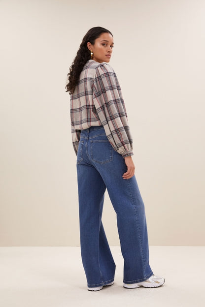 Day Check Blouse - Stone Check