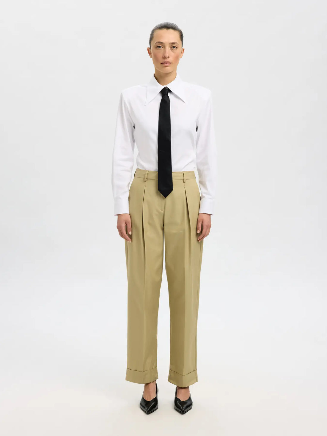 Slftapered-dora pant - Slate green