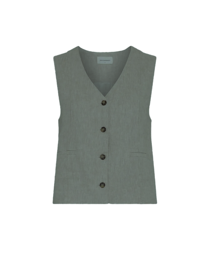 MSCHViana Ginia V Neck Waistcoat - Laurel W Melange