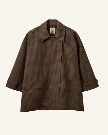 SelinaSW Oversize-Jacke mit Karomuster - Braun Kariert