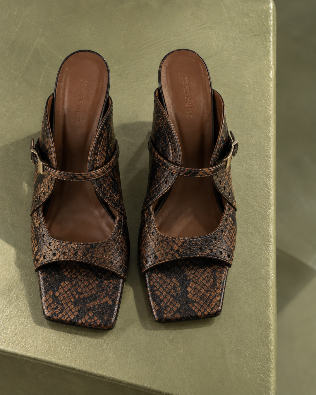 Raven Sandal High Heel - Chocolat Python