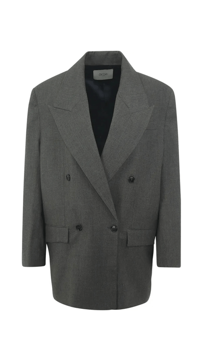Natan Double Breasted Blazer - Dark Grey