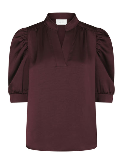 Roella Heavy Sateen Blouse - Burgundy
