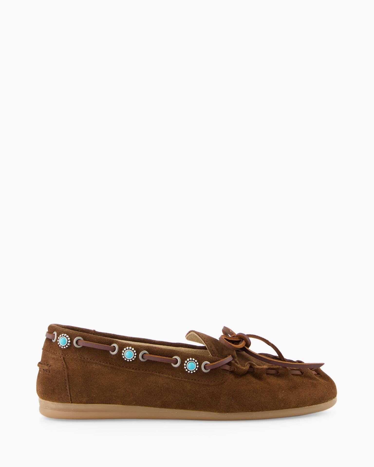 Boat Loafer Western Turquoise - Dark Brown