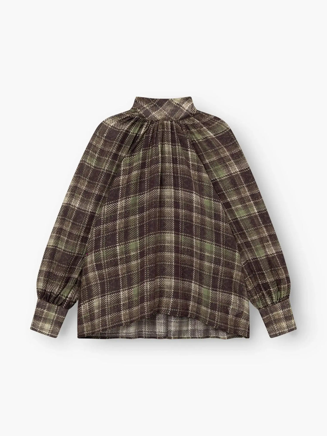 Bluse Schleife Kariert – Braun Grün