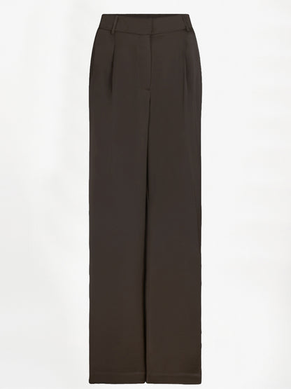 Jules Satin Smart Pants - Espresso Brown