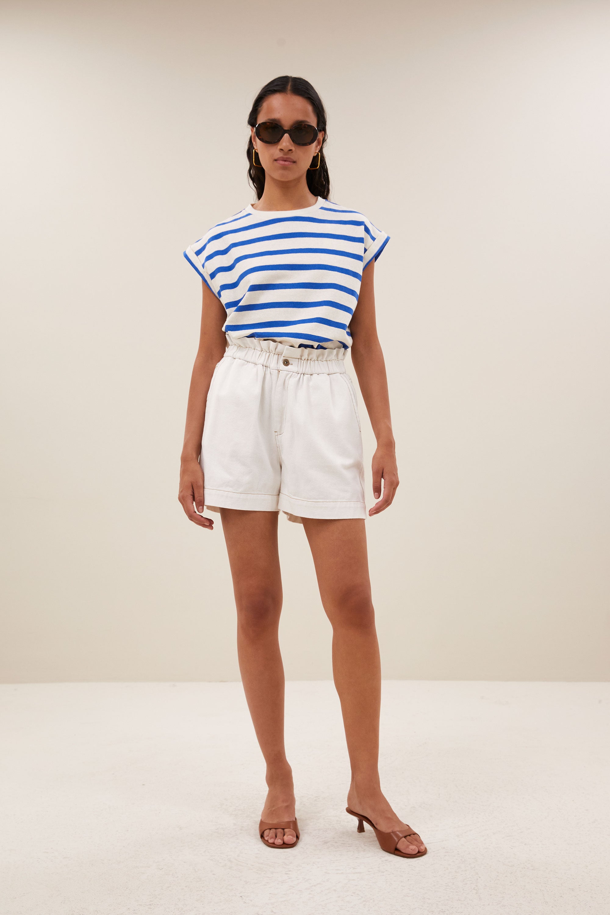 Leon twill short - Cloud White