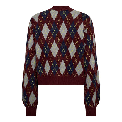 RowCC Check Cardigan - Wine Red