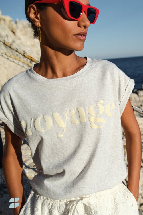 Tobi Voyage Top -Light Grey Melee
