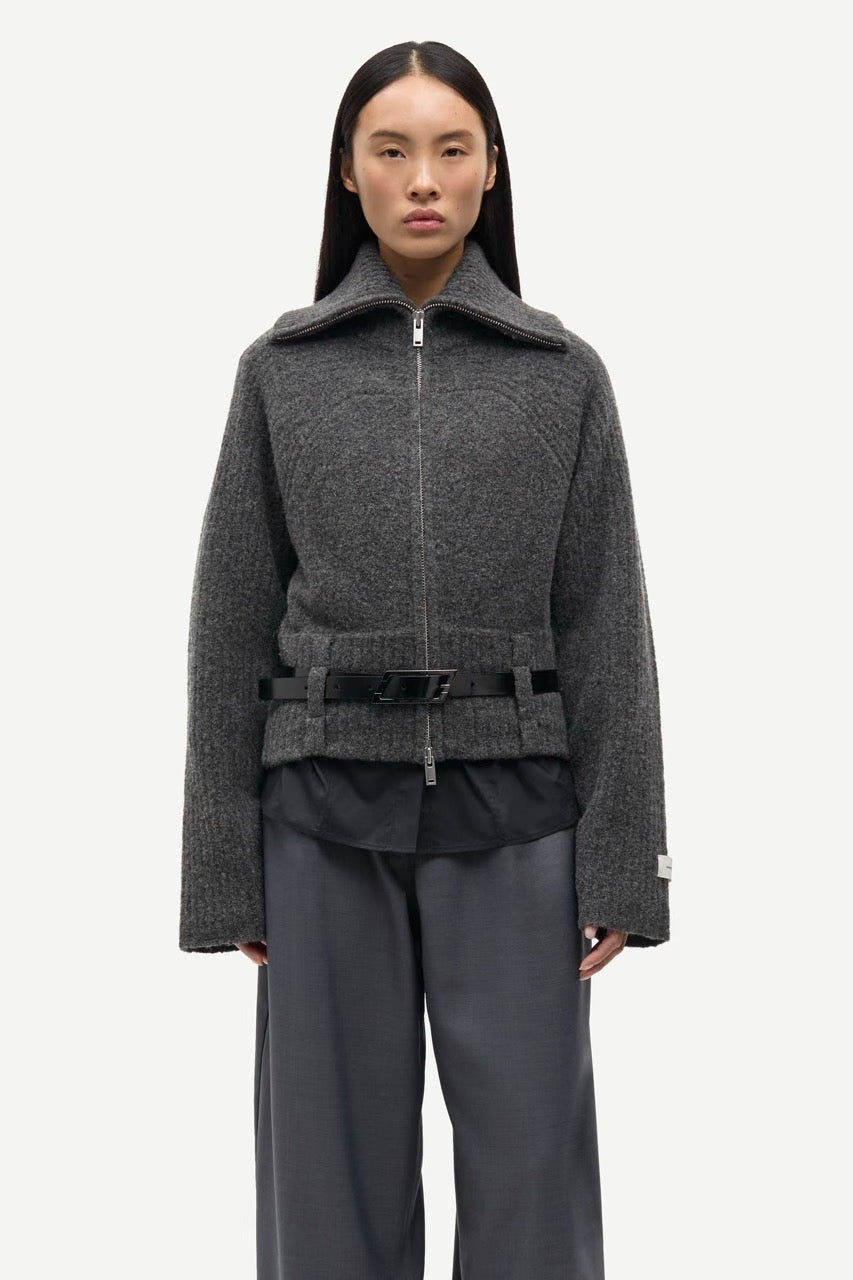 Samirra Zip Cardigan - Dark Grey Mel.