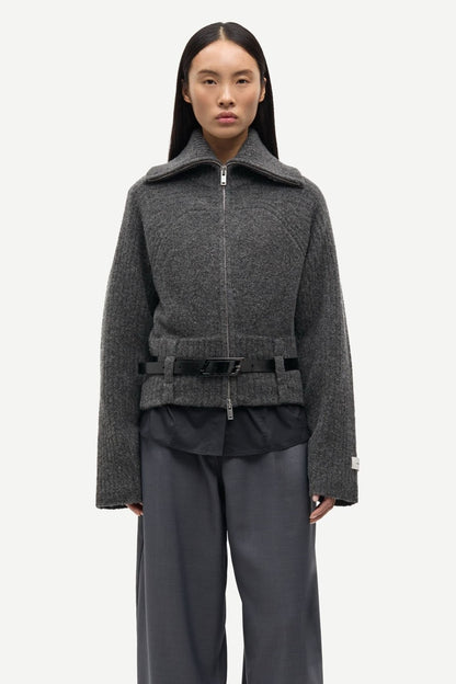 Samirra Zip Cardigan - Dark Grey Mel.