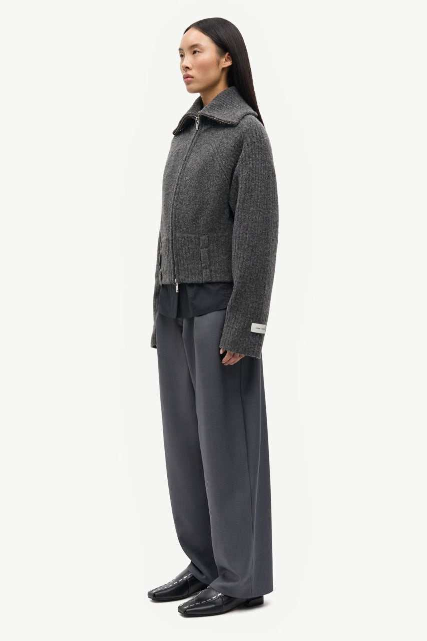 Samirra Zip Cardigan - Dark Grey Mel.