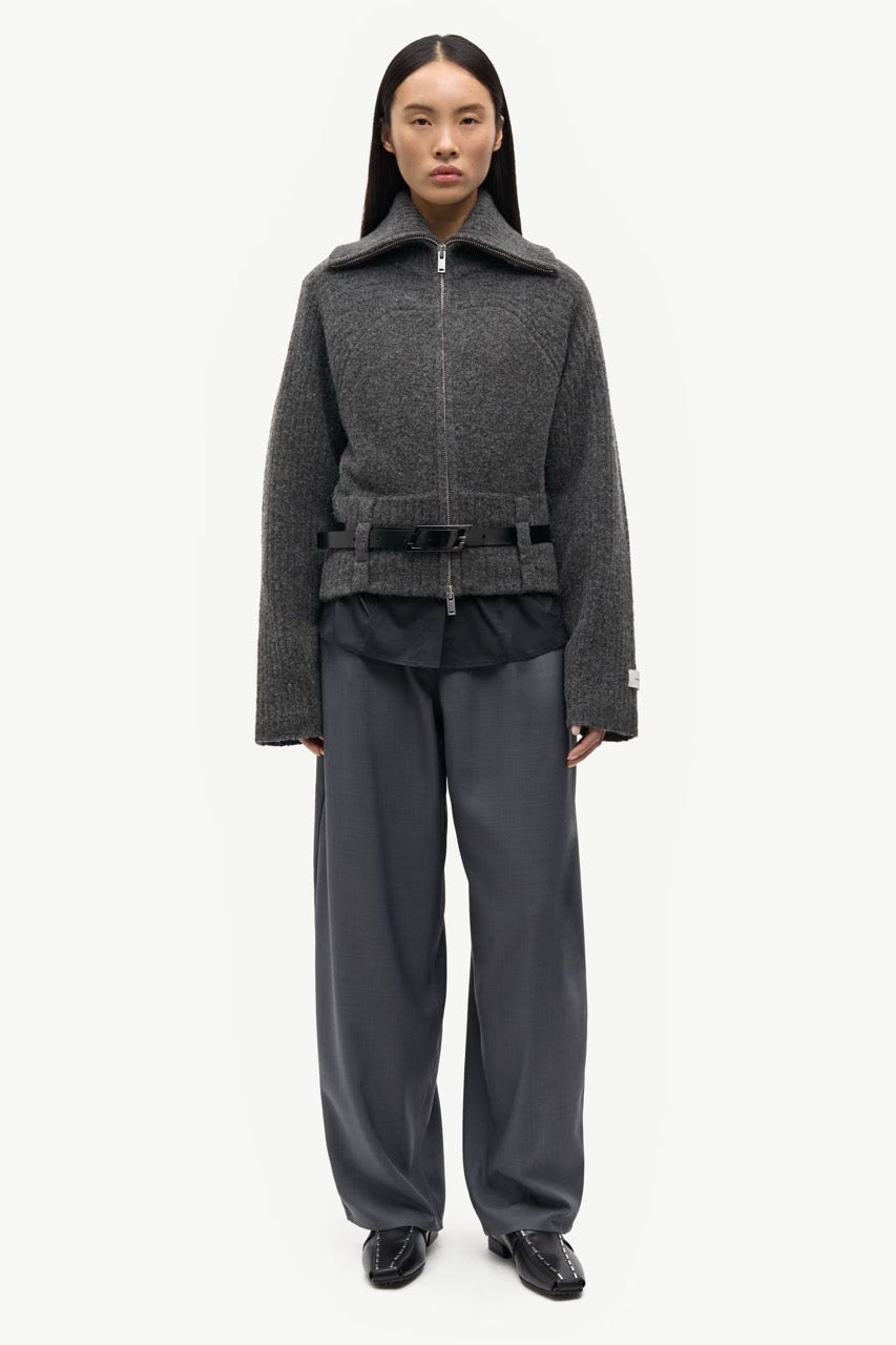 Samirra Zip Cardigan - Dark Grey Mel.