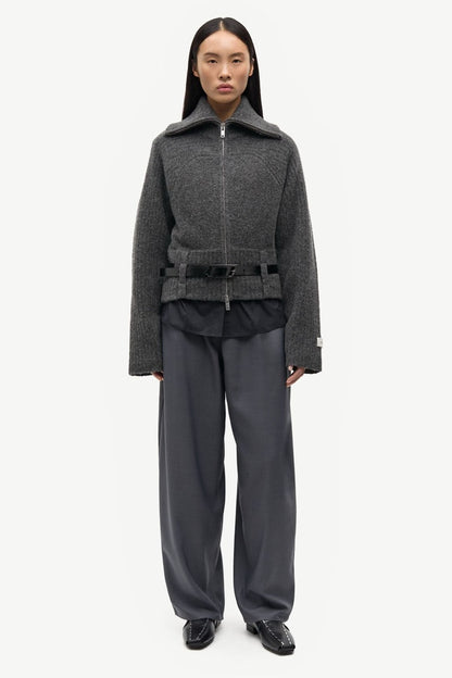Samirra Zip Cardigan - Dark Grey Mel.