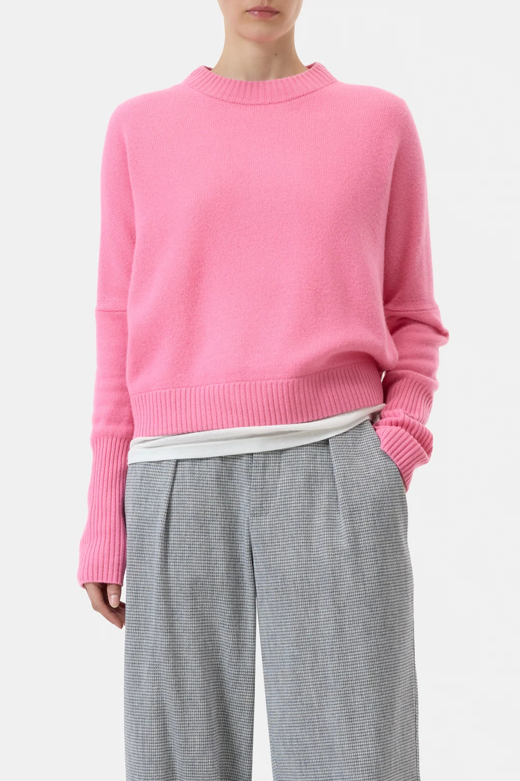 Crew Neck Cropped - Flamingo Pink