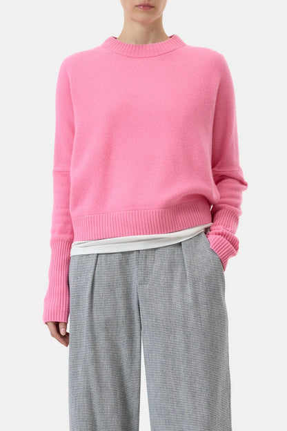 Crew Neck Cropped - Flamingo Pink