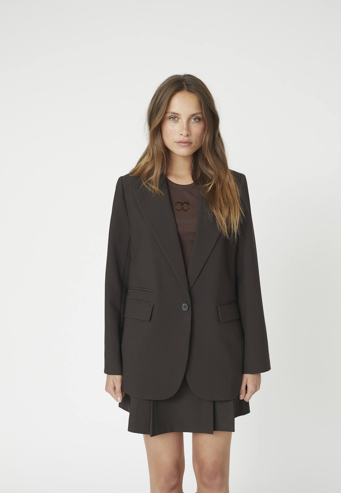 VolaCC Single Oversize Blazer - Dark Brown