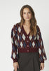 RowCC Check Cardigan - Wine Red