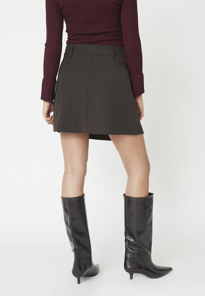 LunaCC Pocket Pleat Mini Skirt - Dark Brown