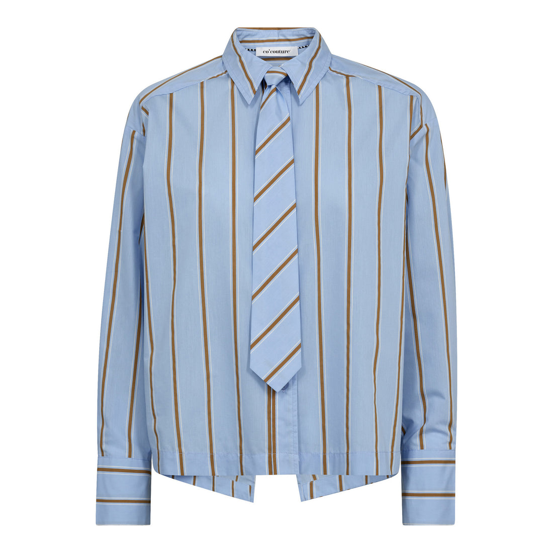 AmoraCC Stripe Tie Shirt - Pale Blue